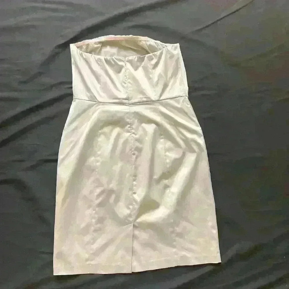 The Limited- Sleeveless Dress with Pockets- Silver Satin- 14 - Picture 7 of 8